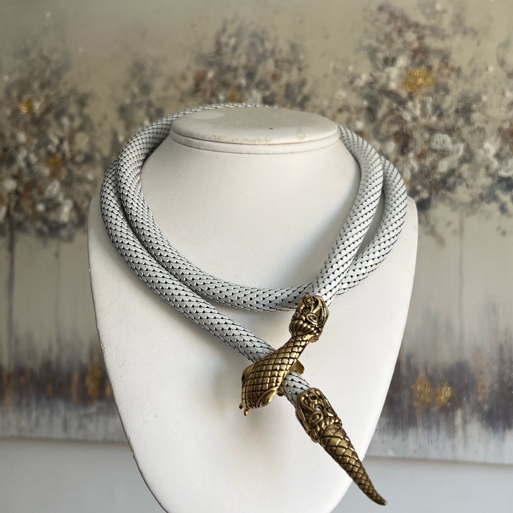 White Bronze Snake Mesh Necklace or Belt - Picture 5 of 5